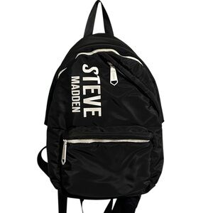 Steve Madden Black and White Backpack Asymmetrical Zip Pocket Medium Size